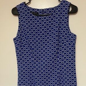 Elegant Blue Patterned Sleeveless Dress